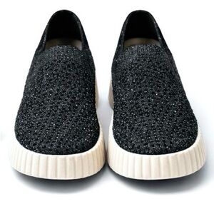 White Mountain Black Sequin/Glittery Slip-On athletic-type shoes